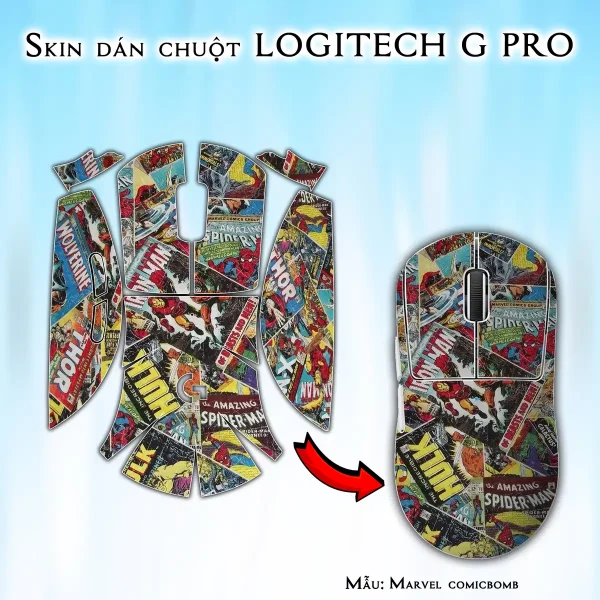 Skin dán chuột Logitech G Pro mẫu Marvel comicbomb