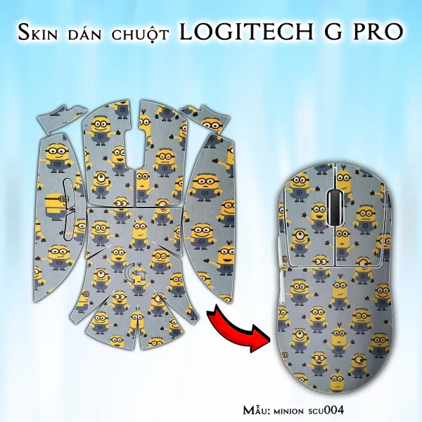 Skin dán chuột Logitech G Pro mẫu minion scu004