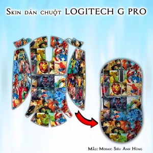 Skin dán chuột Logitech G Pro mẫu Mosaic Siêu Anh Hùng