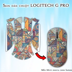 Skin dán chuột Logitech G Pro mẫu Motif oriental indien Impression sur toile