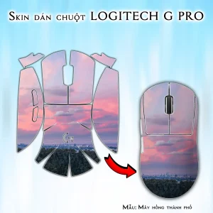 Skin dán chuột Logitech G Pro mẫu Mây hồng thành phố