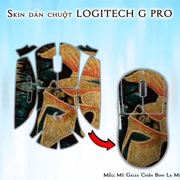 Skin dán chuột Logitech G Pro mẫu Mũ Galea Chiến Binh La Mã lsm032