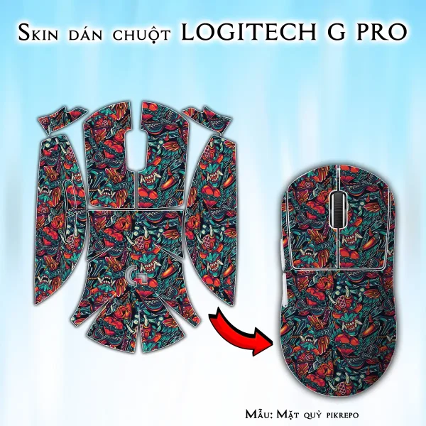 Skin dán chuột Logitech G Pro mẫu Mặt quỷ pikrepo