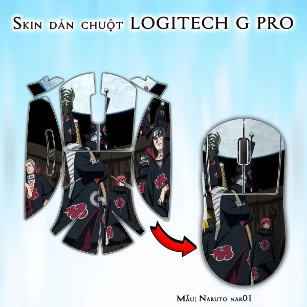 Skin dán chuột Logitech G Pro mẫu Naruto nar01