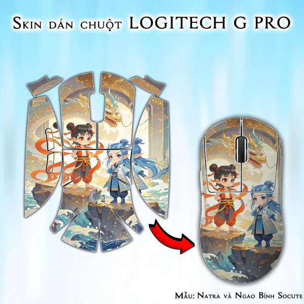 Skin dán chuột Logitech G Pro mẫu Natra và Ngao Bính Socute nt01