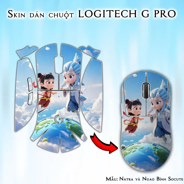 Skin dán chuột Logitech G Pro mẫu Natra và Ngao Bính Socute nt02