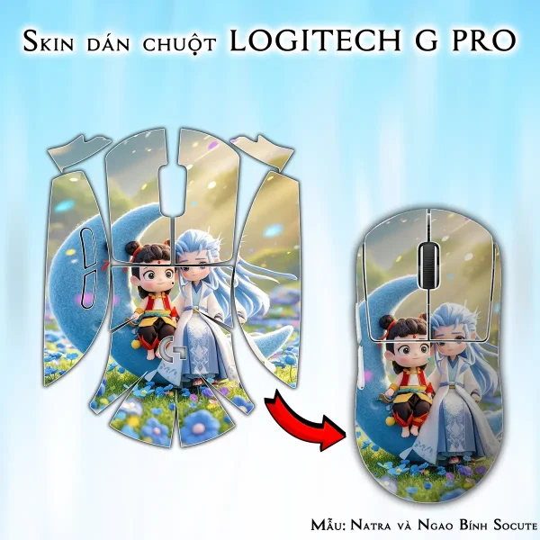 Skin dán chuột Logitech G Pro mẫu Natra và Ngao Bính Socute nt03