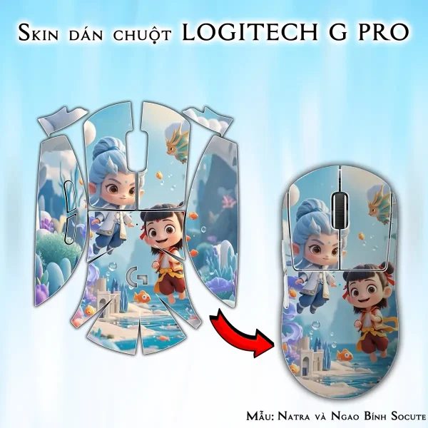 Skin dán chuột Logitech G Pro mẫu Natra và Ngao Bính Socute nt04