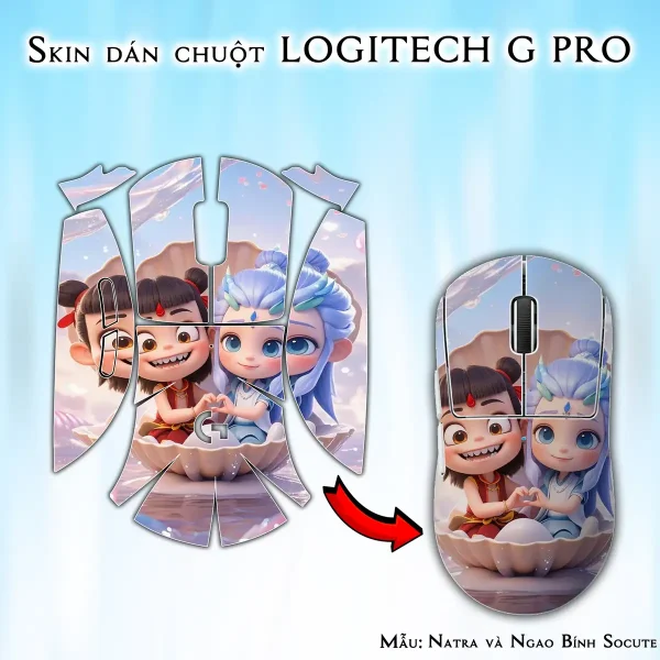 Skin dán chuột Logitech G Pro mẫu Natra và Ngao Bính Socute nt07