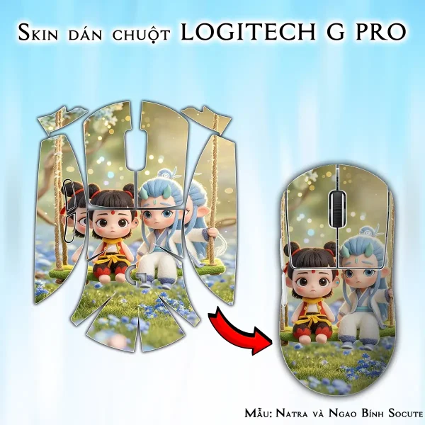Skin dán chuột Logitech G Pro mẫu Natra và Ngao Bính Socute nt08