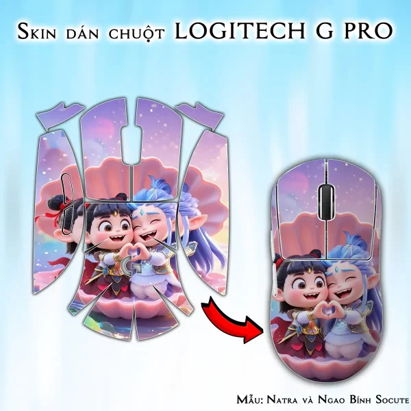 Skin dán chuột Logitech G Pro mẫu Natra và Ngao Bính Socute nt09