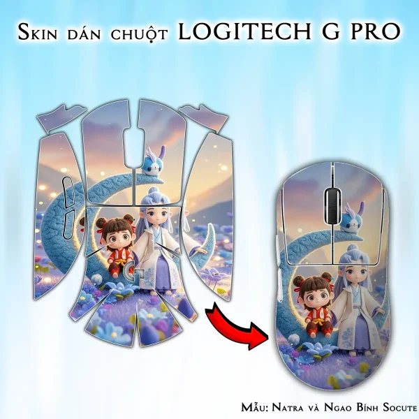 Skin dán chuột Logitech G Pro mẫu Natra và Ngao Bính Socute nt11