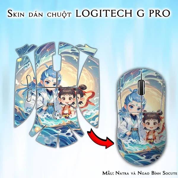 Skin dán chuột Logitech G Pro mẫu Natra và Ngao Bính Socute nt12