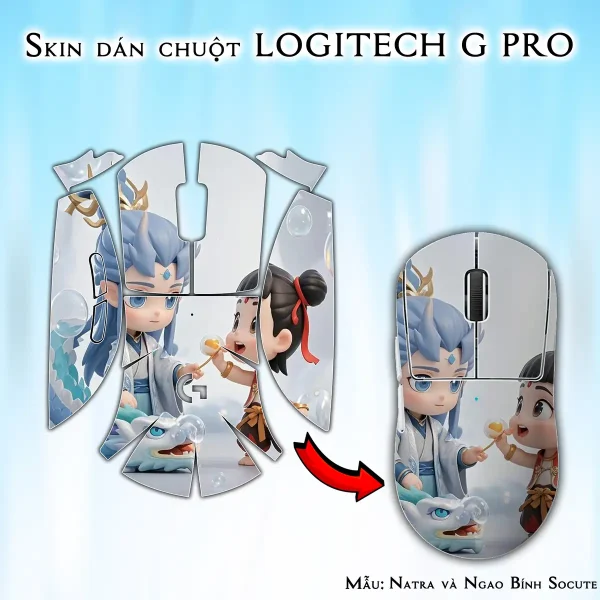Skin dán chuột Logitech G Pro mẫu Natra và Ngao Bính Socute nt13