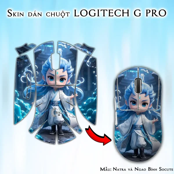 Skin dán chuột Logitech G Pro mẫu Natra và Ngao Bính Socute nt14