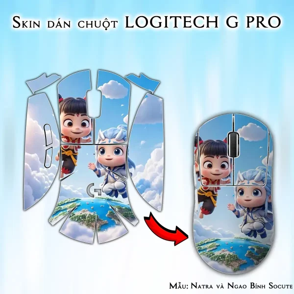 Skin dán chuột Logitech G Pro mẫu Natra và Ngao Bính Socute nt18