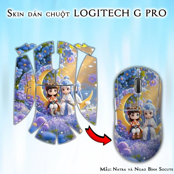 Skin dán chuột Logitech G Pro mẫu Natra và Ngao Bính Socute nt20