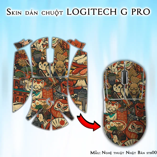 Skin dán chuột Logitech G Pro mẫu Nghệ thuật Nhật Bản stb001