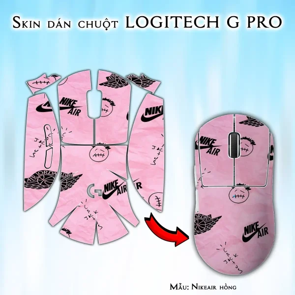 Skin dán chuột Logitech G Pro mẫu Nikeair hồng