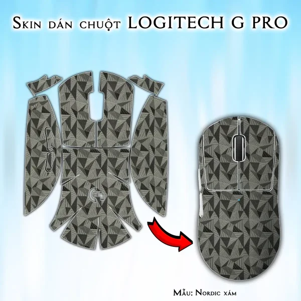 Skin dán chuột Logitech G Pro mẫu Nordic xám