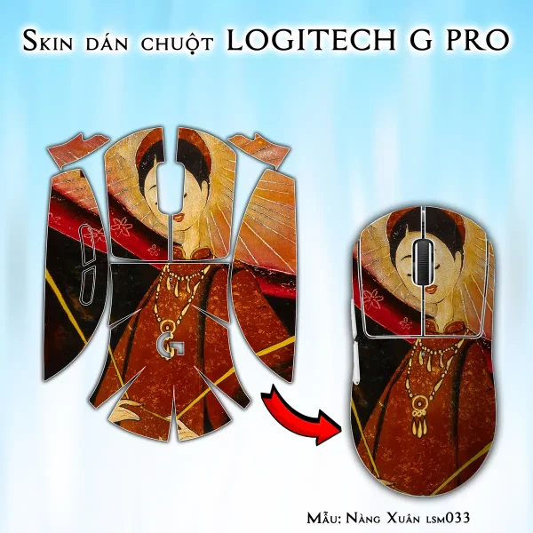 Skin dán chuột Logitech G Pro mẫu Nàng Xuân lsm033