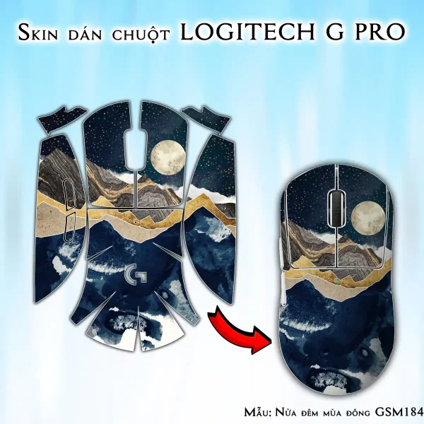 Skin dán chuột Logitech G Pro mẫu Nửa đêm mùa đông GSM184