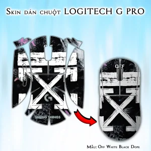 Skin dán chuột Logitech G Pro mẫu Off White Black Dope