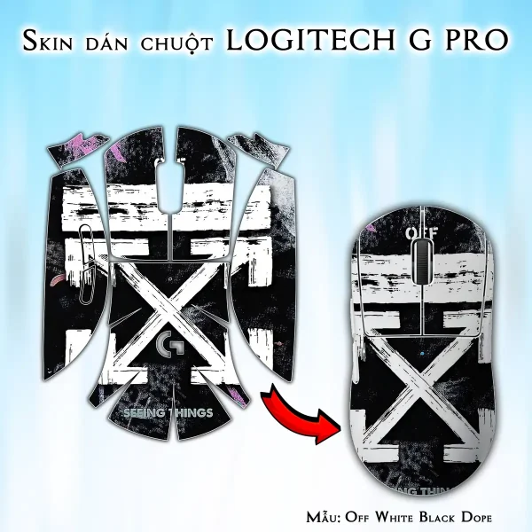 Skin dán chuột Logitech G Pro mẫu Off White Black Dope