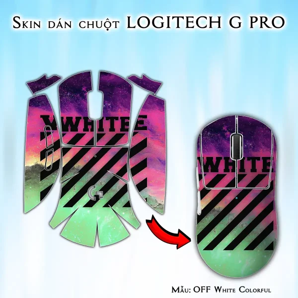 Skin dán chuột Logitech G Pro mẫu OFF White Colorful