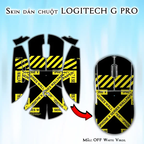 Skin dán chuột Logitech G Pro mẫu OFF White Virgil