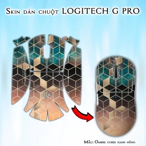 Skin dán chuột Logitech G Pro mẫu Ombre cubes xanh hồng