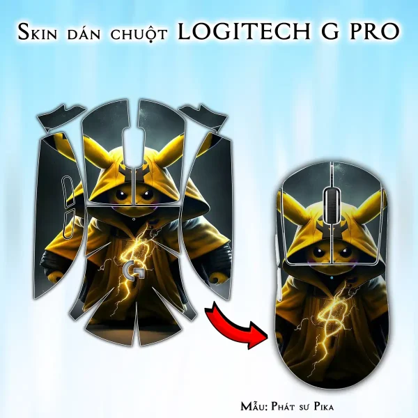 Skin dán chuột Logitech G Pro mẫu Phát sư Pika