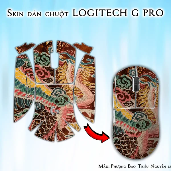 Skin dán chuột Logitech G Pro mẫu Phượng Bào Triều Nguyễn lsm040