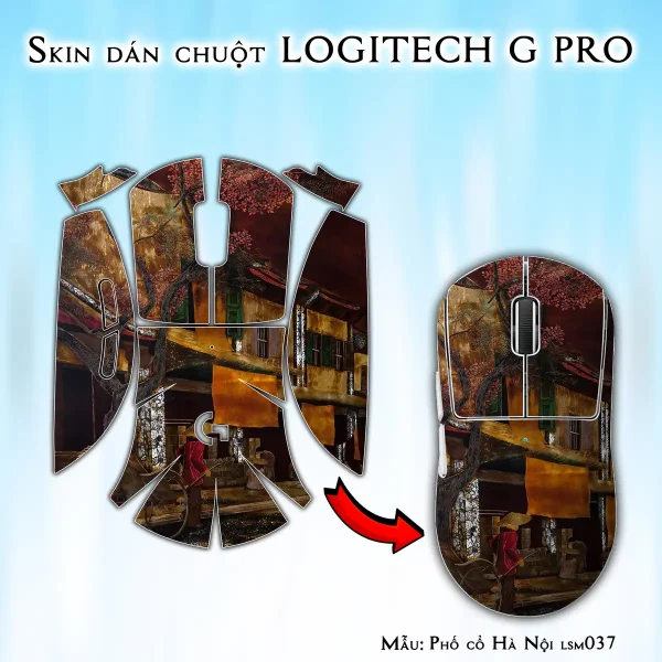 Skin dán chuột Logitech G Pro mẫu Phố cổ Hà Nội lsm037