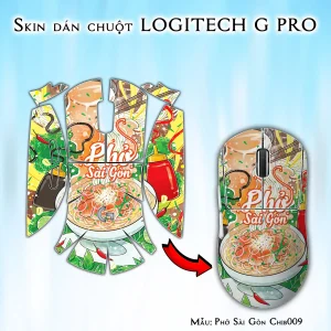 Skin dán chuột Logitech G Pro mẫu Phở Sài Gòn Chib009