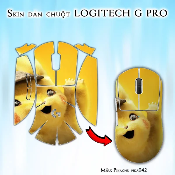 Skin dán chuột Logitech G Pro mẫu Pikachu pika042