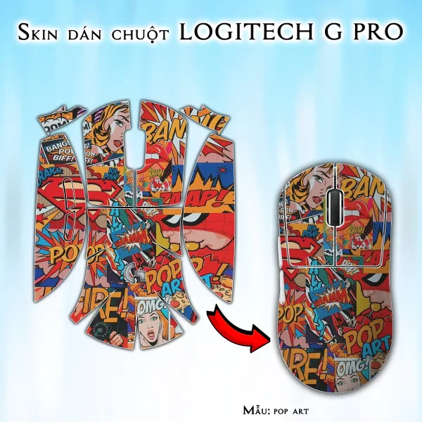 Skin dán chuột Logitech G Pro mẫu pop art