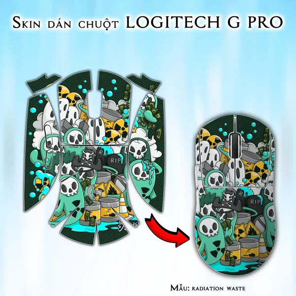 Skin dán chuột Logitech G Pro mẫu radiation waste