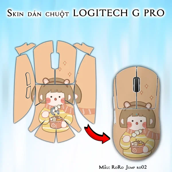 Skin dán chuột Logitech G Pro mẫu RoRo Jump ro02