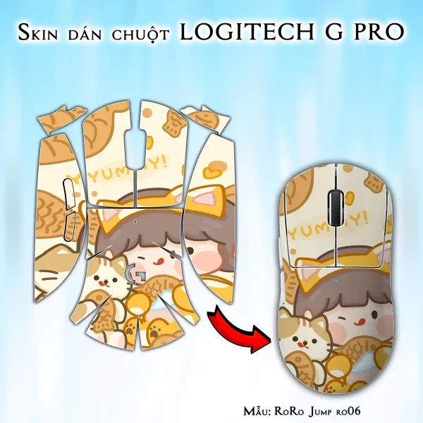 Skin dán chuột Logitech G Pro mẫu RoRo Jump ro06