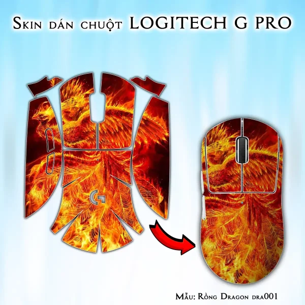 Skin dán chuột Logitech G Pro mẫu Rồng Dragon dra001
