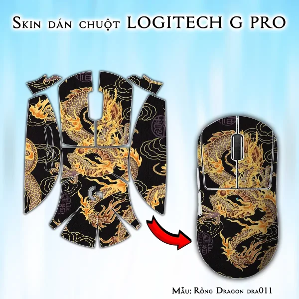 Skin dán chuột Logitech G Pro mẫu Rồng Dragon dra011
