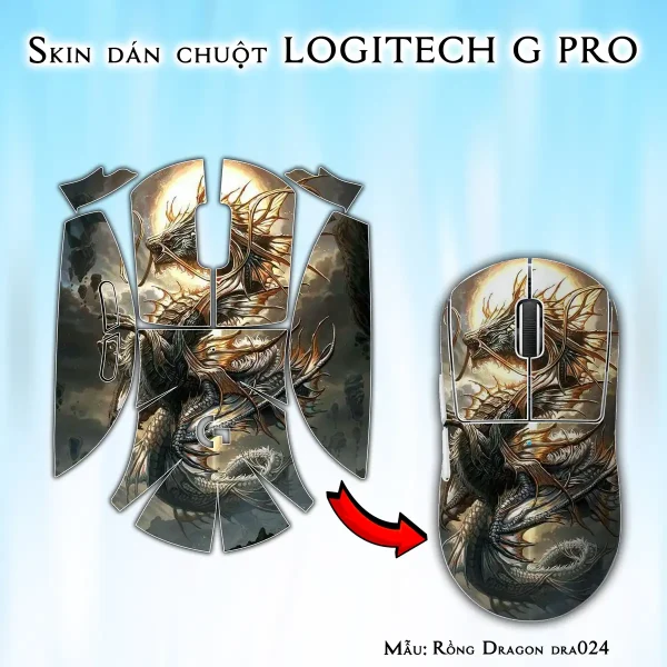 Skin dán chuột Logitech G Pro mẫu Rồng Dragon dra024