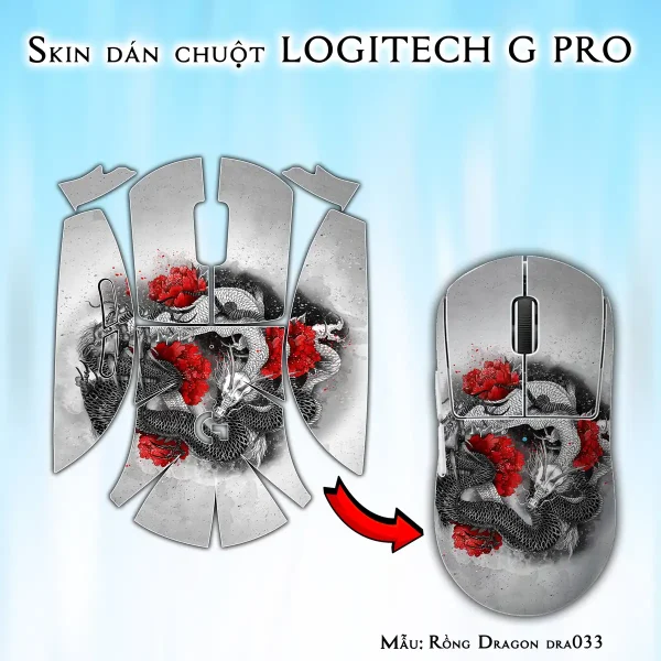 Skin dán chuột Logitech G Pro mẫu Rồng Dragon dra033