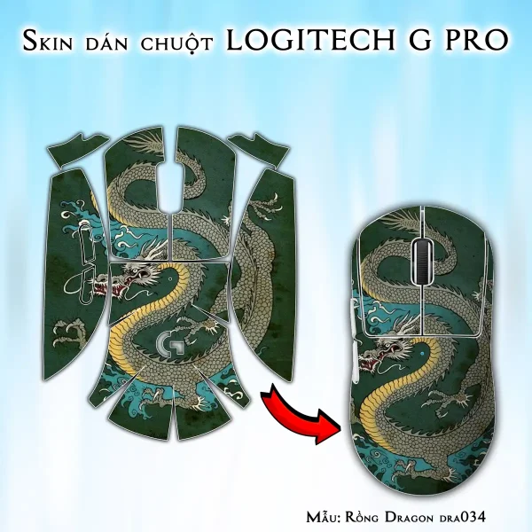 Skin dán chuột Logitech G Pro mẫu Rồng Dragon dra034