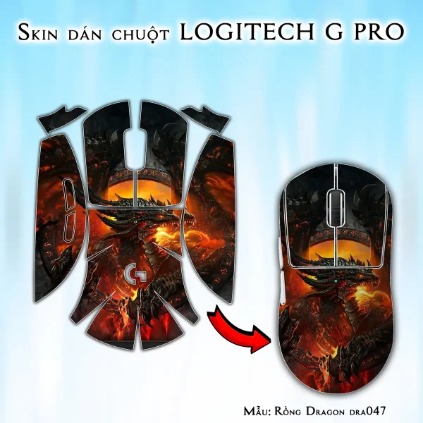 Skin dán chuột Logitech G Pro mẫu Rồng Dragon dra047