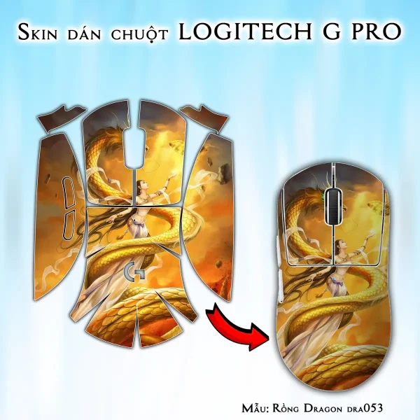 Skin dán chuột Logitech G Pro mẫu Rồng Dragon dra053