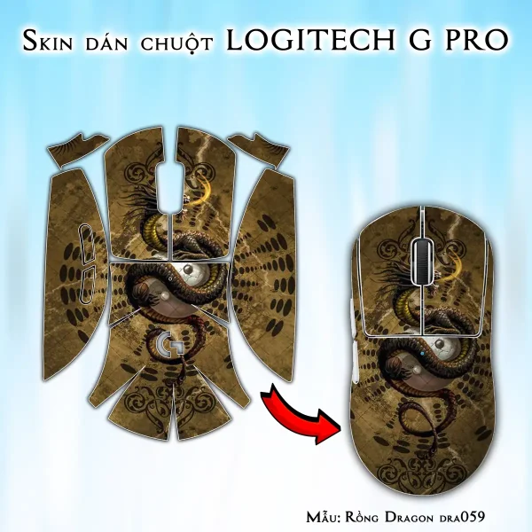 Skin dán chuột Logitech G Pro mẫu Rồng Dragon dra059