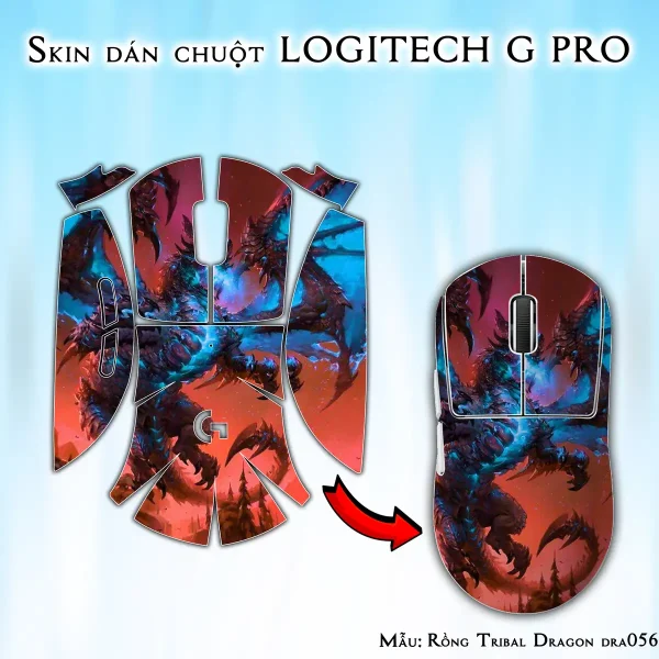 Skin dán chuột Logitech G Pro mẫu Rồng Tribal Dragon dra056