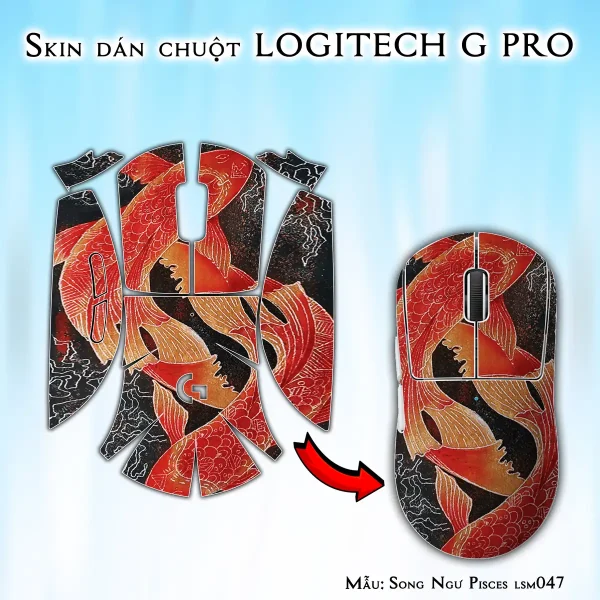 Skin dán chuột Logitech G Pro mẫu Song Ngư Pisces lsm047